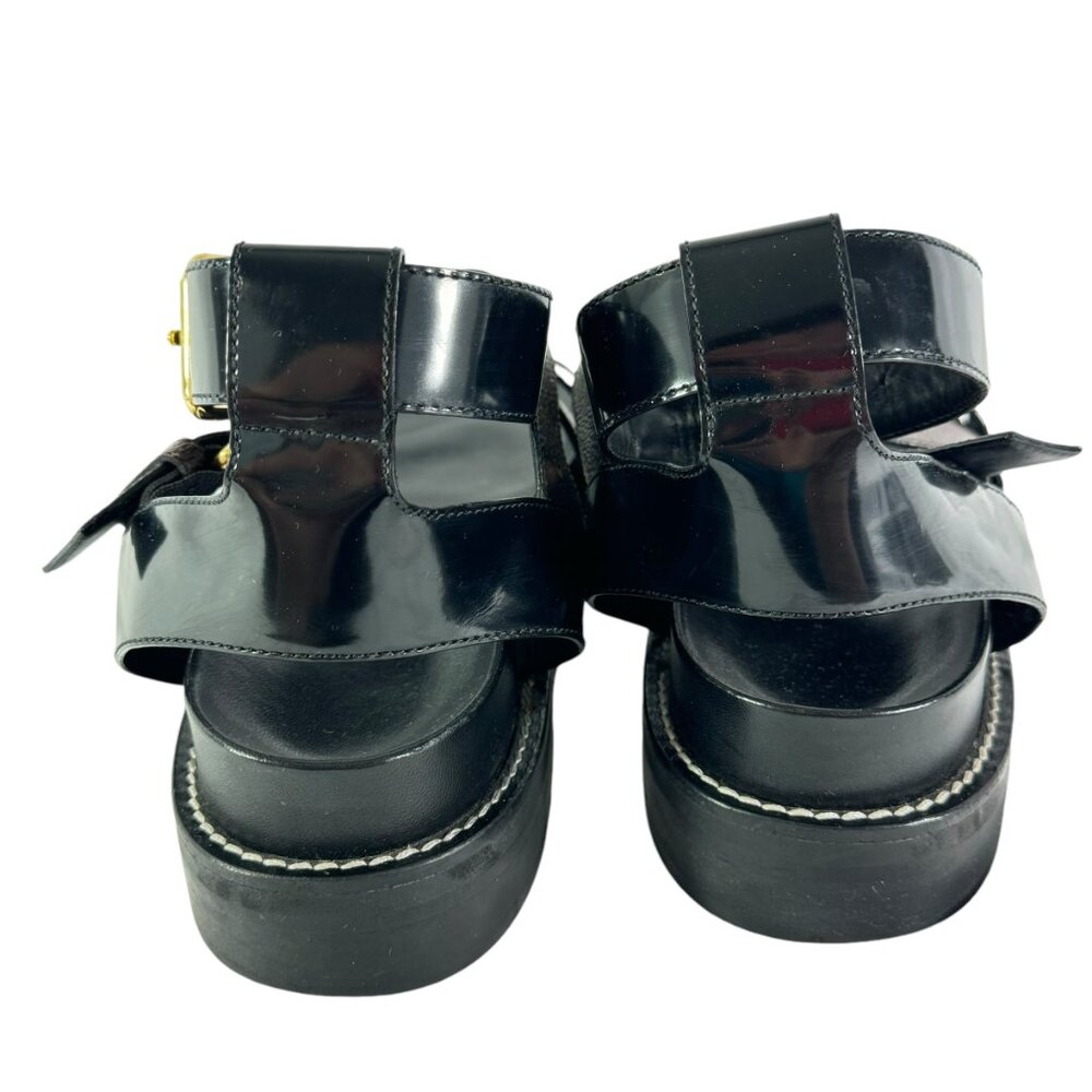Louis Vuitton Black & Brown Monogram Crisscross Leather Sandals - Picture 8 of 11